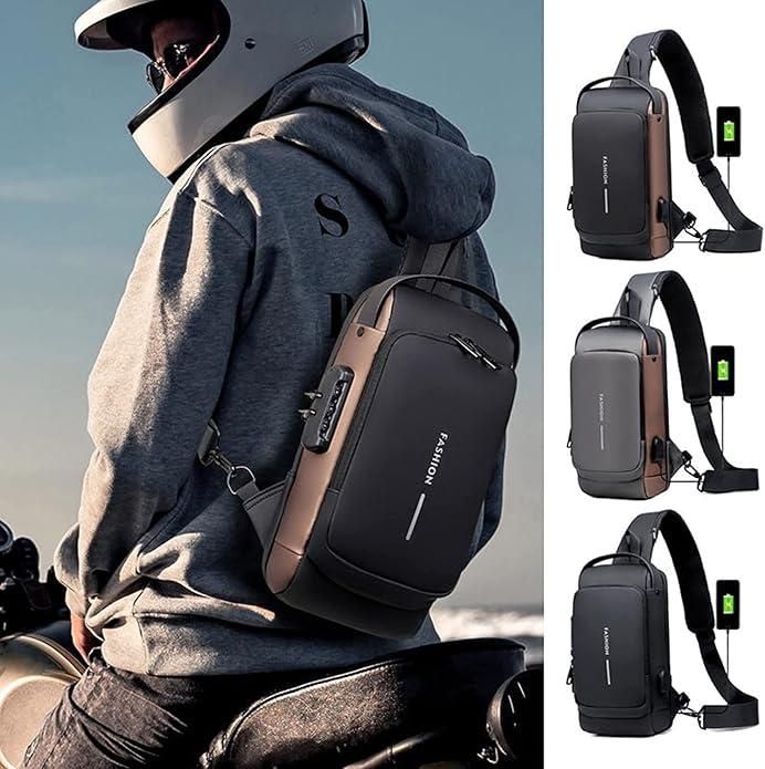 Sling Bag for Men & WomenMen's Anti-Theft Crossbody Sling Bag with USB Charging Port – Waterproof Chest Backpack