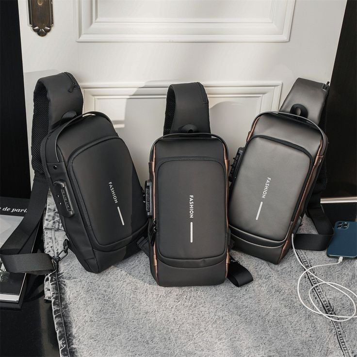 Sling Bag for Men & WomenMen's Anti-Theft Crossbody Sling Bag with USB Charging Port – Waterproof Chest Backpack