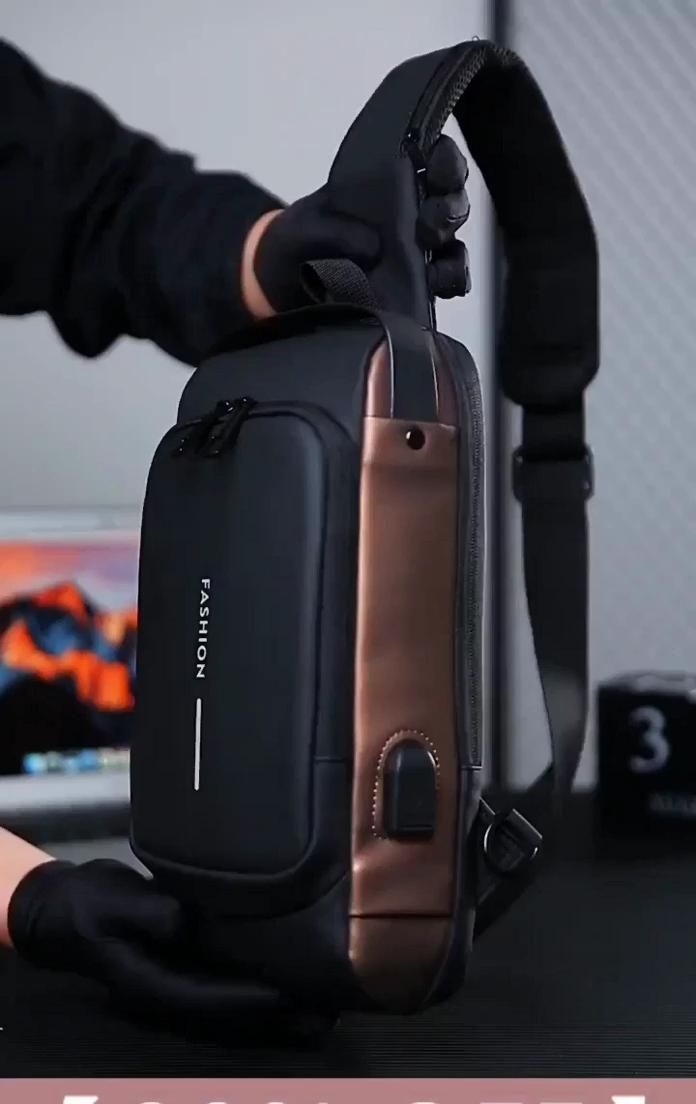Sling Bag for Men & WomenMen's Anti-Theft Crossbody Sling Bag with USB Charging Port – Waterproof Chest Backpack
